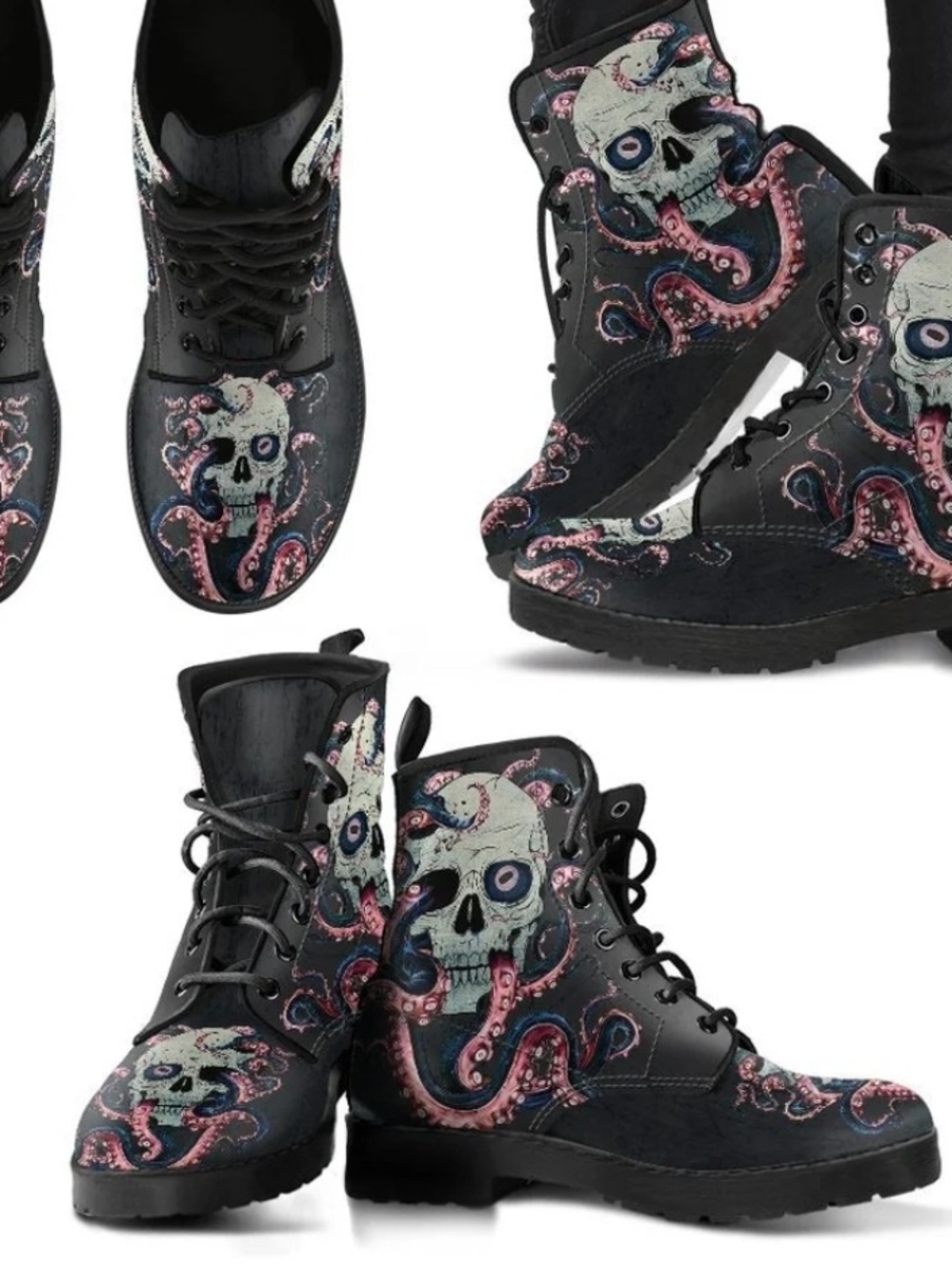 Skull With Octopus Tentacles Women's/Men Handcrafted Premium Boots